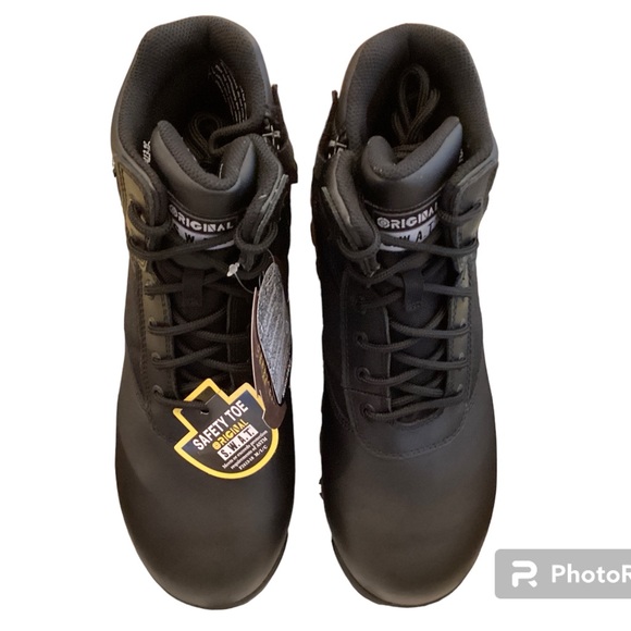 Work Boots SWAT Men’s Boots, Size 9.5 , Black . Safety Toe,Waterproof, New - Picture 1 of 8